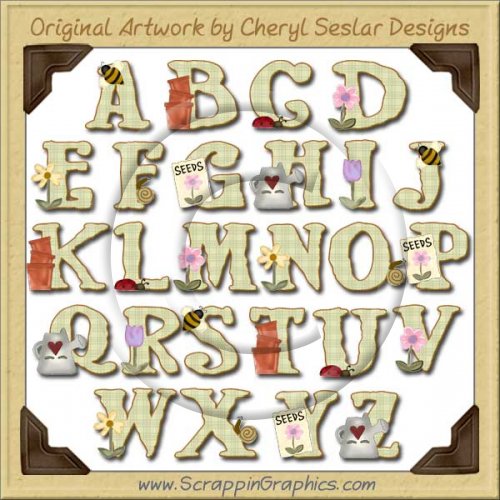 Summer Garden Alphabet & Numbers Clip Art Download