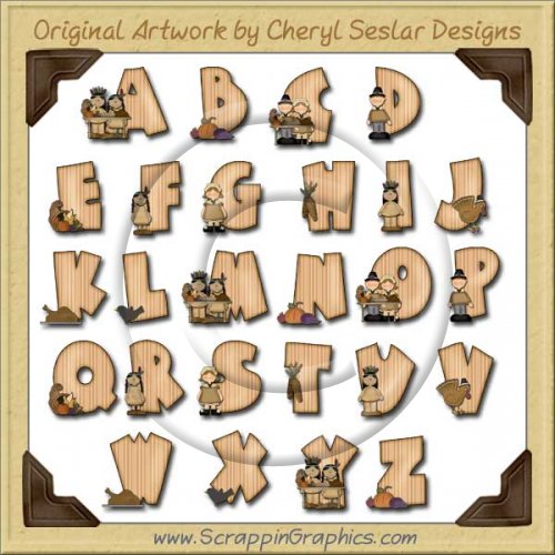 Thanksgiving Friends Alphabet & Numbers Clip Art Download