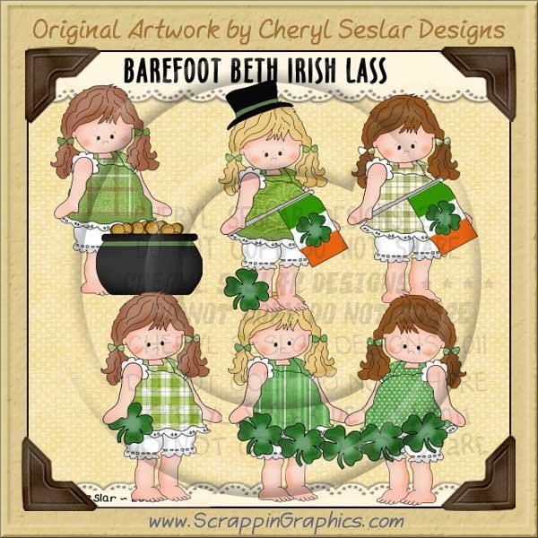 Barefoot Beth Irish Lass Limited Pro Clip Art Graphics Collection - Click Image to Close