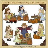 Patchwork Girls Pumpkin Patch Limited Pro Graphics Clip Art Down