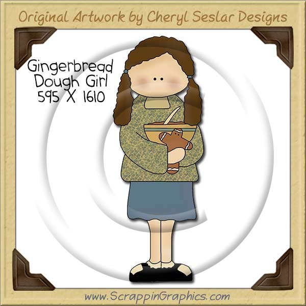 Gingerbread Dough Girl Single Clip Art Graphic Download - Click Image to Close