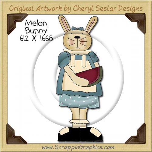 Melon Bunny Single Clip Art Graphic Download