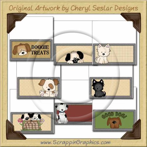 Playful Pups Bag Toppers Collection Graphics Clip Art Download