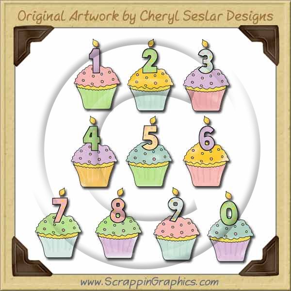 Reseller - Birthday Cupcakes Graphics Clip Art Download - Click Image to Close