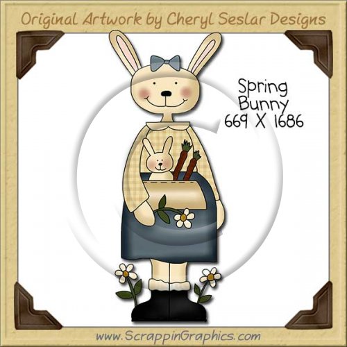 Spring Bunny Single Clip Art Graphic Download