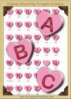 3D Pink Conversation Hearts Letters & Numbers Clip Art Graphics