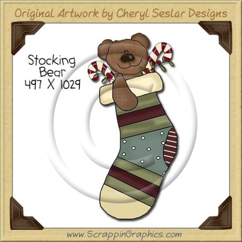 Stocking Bear Single Clip Art Graphic Download