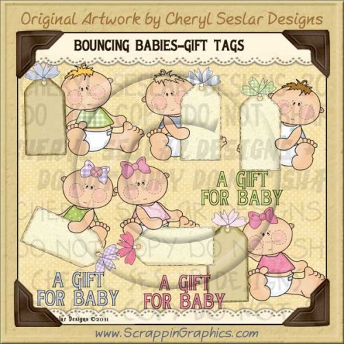 Bouncing Babies Gift Tags Limited Pro Clip Art Graphics