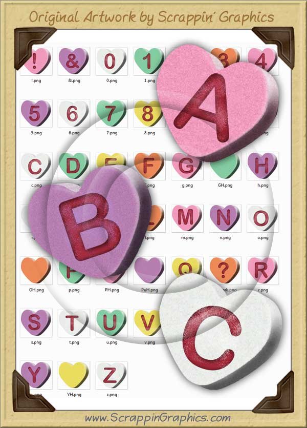 3D Conversation Hearts Letters & Numbers Clip Art Graphics - Click Image to Close