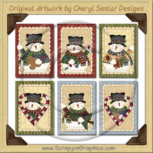 Christmas Snowman Cards Collection Printable Craft Download - Click Image to Close