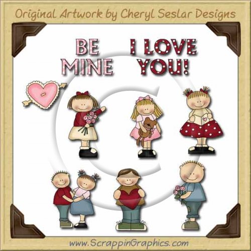 Wee Folk Valentine Kids Graphics Clip Art Download