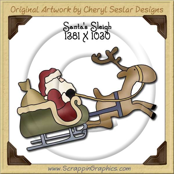 Santa's Sleigh Single Graphics Clip Art Download - Click Image to Close