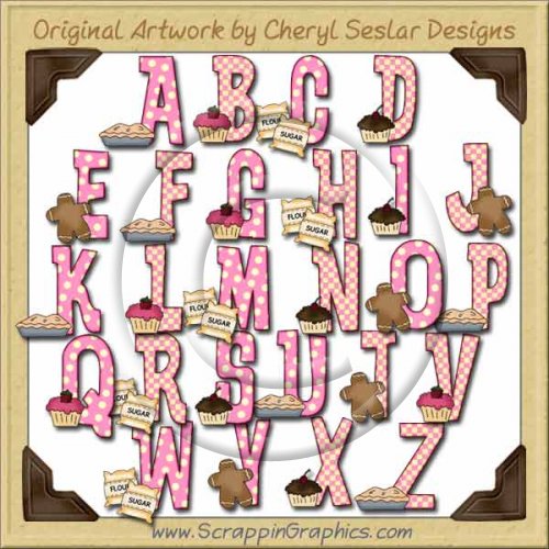 Bakery Goodies Alphabet & Numbers Clip Art Graphics