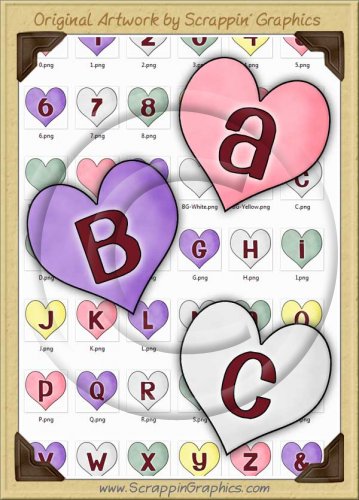 Candy Hearts Letters & Numbers Clip Art Graphics