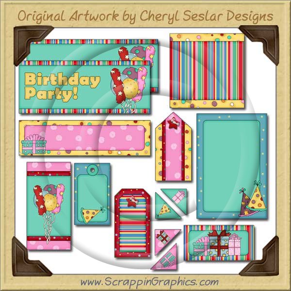Birthday Favors Journaling Delights Digital Scrapbooking Graphics Clip Art Download - Click Image to Close