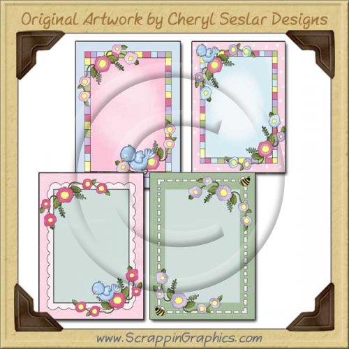 More Pretty Flower Card Frames Sampler Printable Download