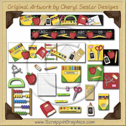 School Supplies Collection Graphics Clip Art Download