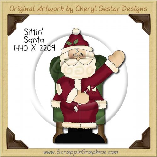 Sittin' Santa Single Clip Art Graphic Download