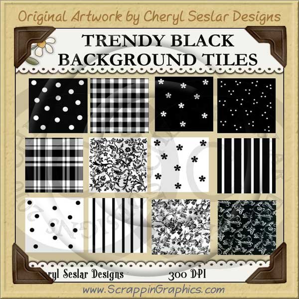 Trendy Black Background Tiles Clip Art Graphics - Click Image to Close