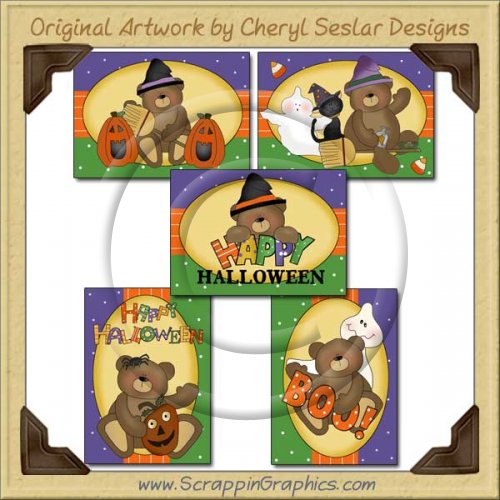 Halloween Bear Sampler Card Collection Printable Craft Download