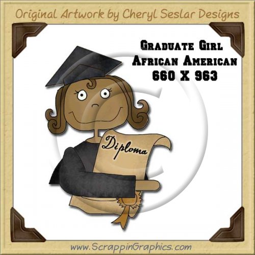 African American Graduate Girl Single Graphics Clip Art Download