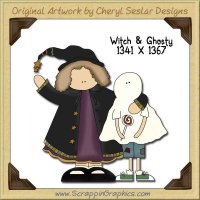 Witch & Ghosty Single Graphics Clip Art Download