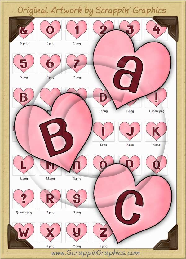 Pink Candy Hearts Letters & Numbers Clip Art Graphics - Click Image to Close