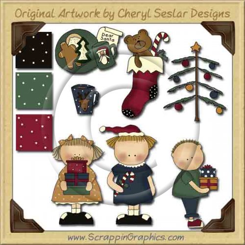 Wee Folks Merry Little Christmas Graphics Clip Art Download