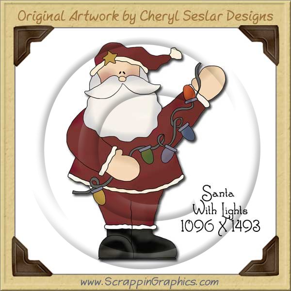 Santa With Lights Single Graphics Clip Art Download - Click Image to Close