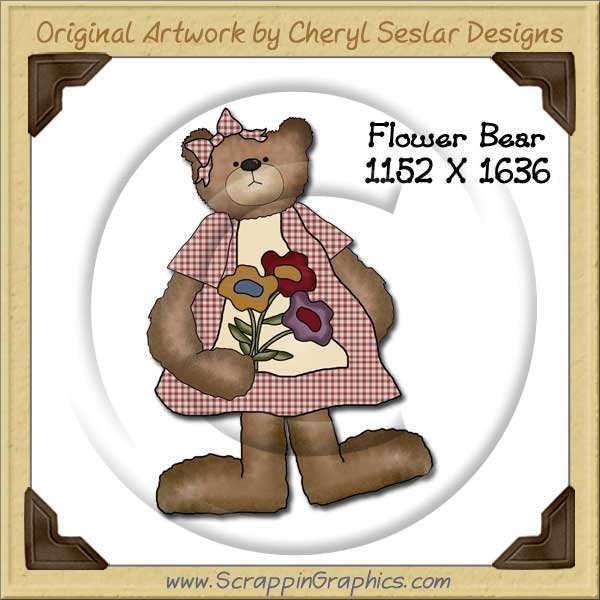 Flower Bear Single Graphics Clip Art Download - Click Image to Close
