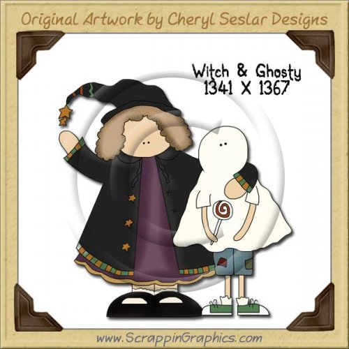 Witch & Ghosty Single Graphics Clip Art Download