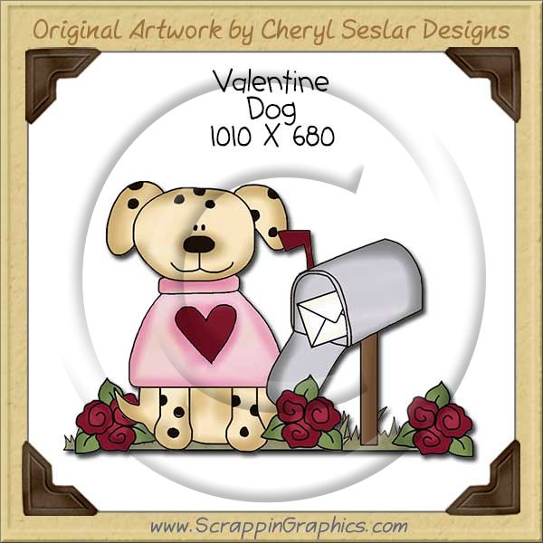 Valentine Dog Single Clip Art Graphic Download - Click Image to Close