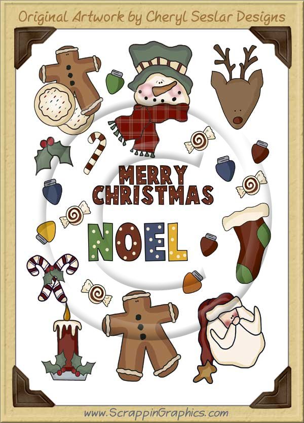 Reseller -Merry Christmas Sticker Page Clip Art Graphics - Click Image to Close