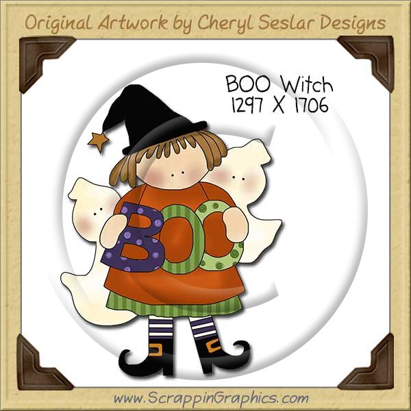 BOO Witch Single Clip Art Graphic Download - Click Image to Close