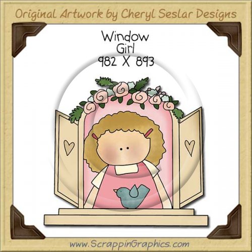 Window Girl Single Clip Art Graphic Download