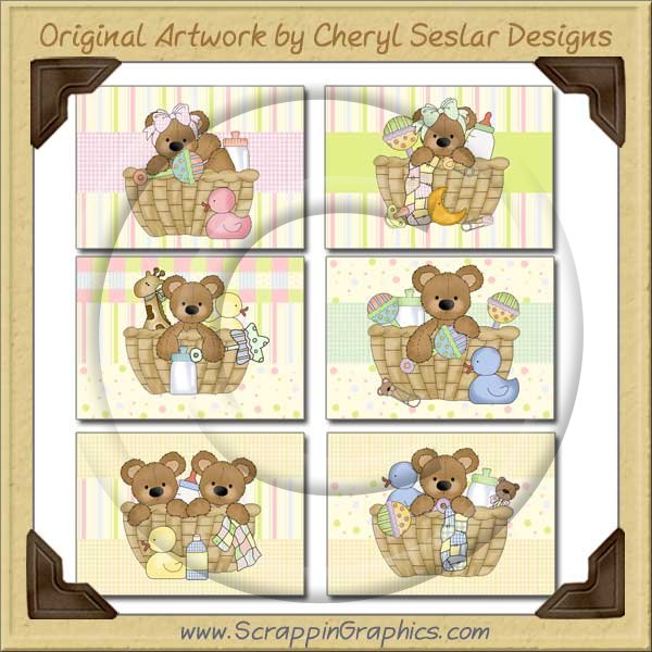 Baby Bear Baskets Cards Collection Printable Craft Download - Click Image to Close
