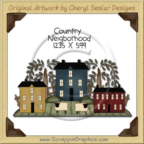 Country Neighborhood Single Clip Art Graphic Download