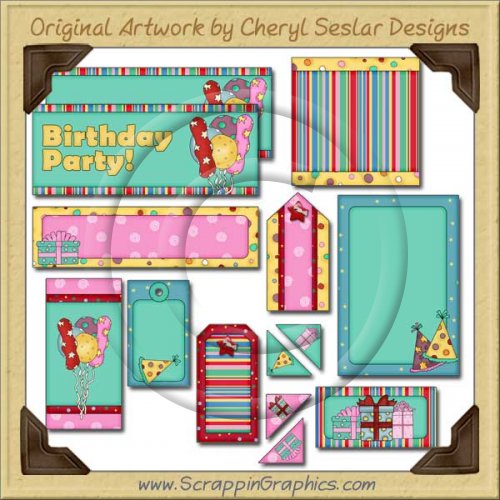 Birthday Favors Journaling Delights Digital Scrapbooking Graphics Clip Art Download