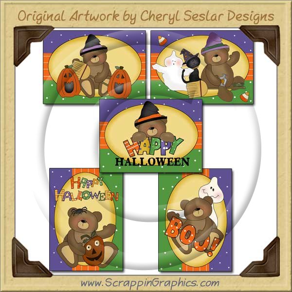 Halloween Bear Sampler Card Collection Printable Craft Download - Click Image to Close