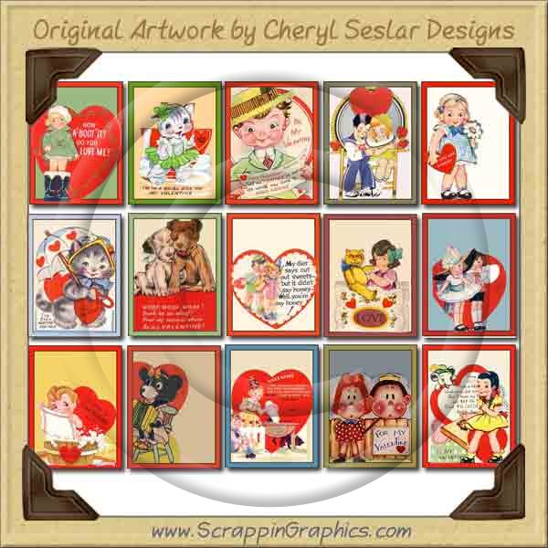 Vintage Valentines Collection Graphics Clip Art Download - Click Image to Close