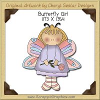 Butterfly Girl Single Clip Art Graphic Download