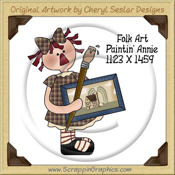 Folk Art Paintin' Annie Single Graphics Clip Art Download - Click Image to Close