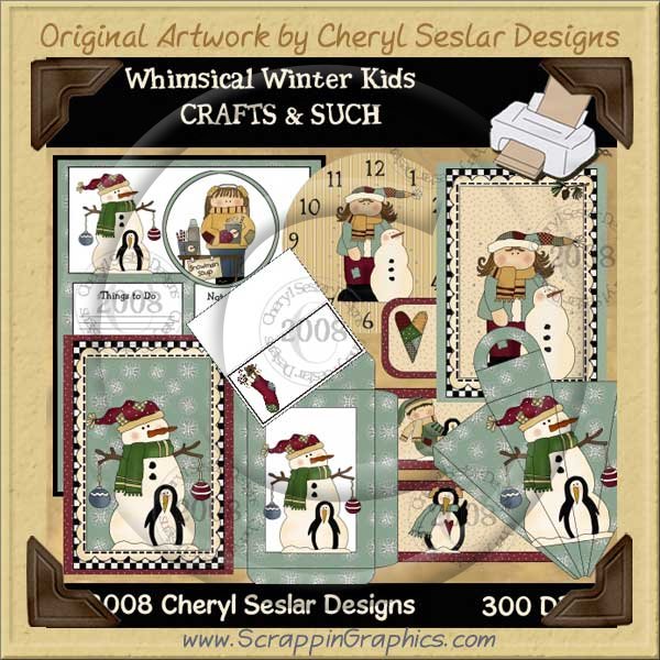 Whimsical Winter Kids Clip Art Graphics Collection - Click Image to Close