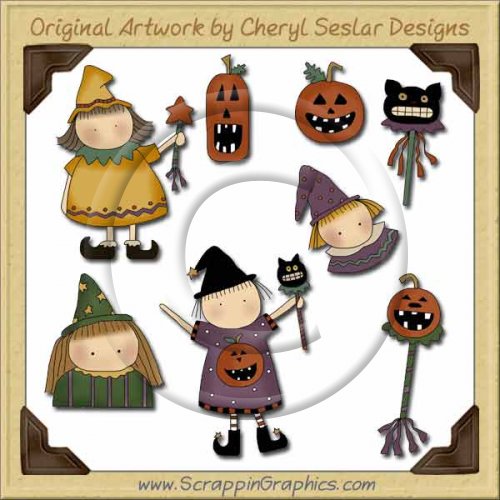 Wee Folk Little Witches Graphics Clip Art Download