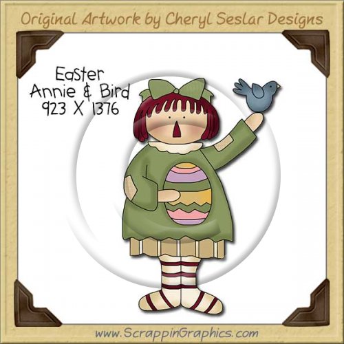 Easter Annie & Bird Single Clip Art Graphic Download