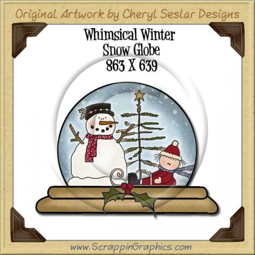 Whimsical Winter Snow Globe Single Graphics Clip Art Download