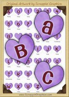 Purple Candy Hearts Letters & Numbers Clip Art Graphics