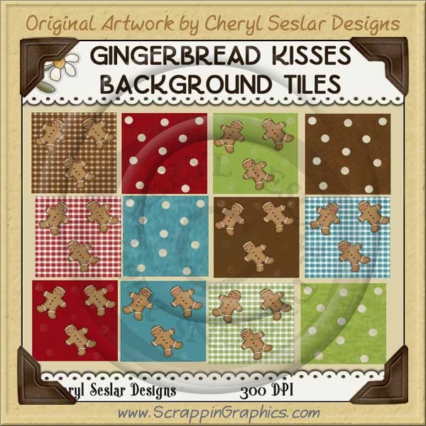 Gingerbread Kisses Background Tiles Clip Art Graphics - Click Image to Close