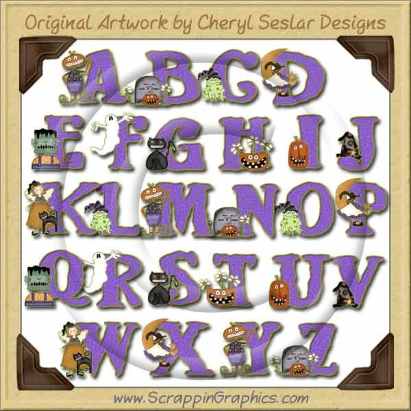 Cute N Scary Alphabet & Numbers Clip Art Download - Click Image to Close