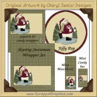 Skating Snowman Wrapper Set Printable Craft Collection Graphics